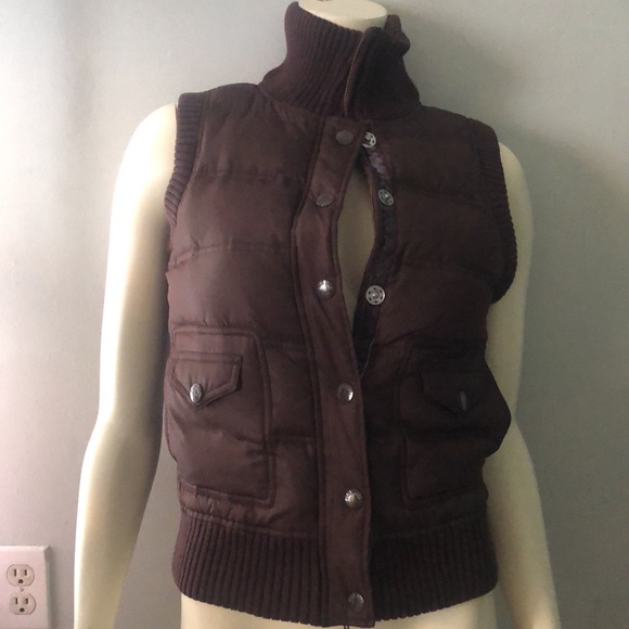 ‼️NEW INVENTORY‼️Victorias Secret Pink Reversible Brown Gold Logo Puffer Vest XS - Picture 5 of 8